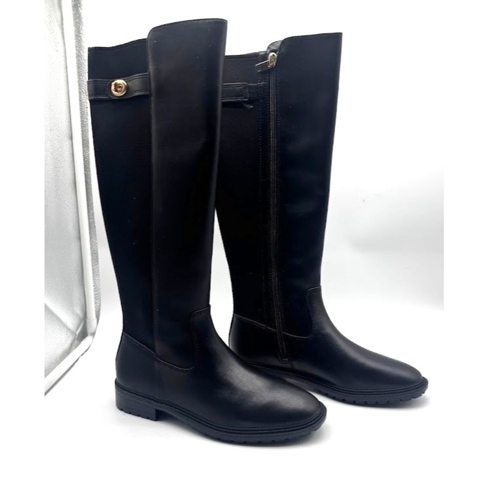 Coach Fae Riding Boots Black Leather Women 6.5B EU 37 Knee High NIB G5318